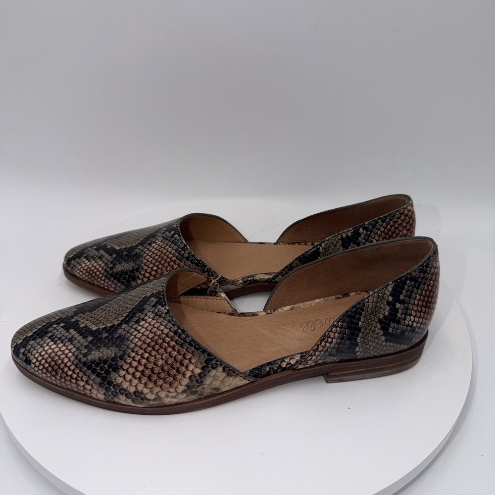 Madewell The Marisa D'Orsay Flats In Snake Embossed Leather Women's Size 7